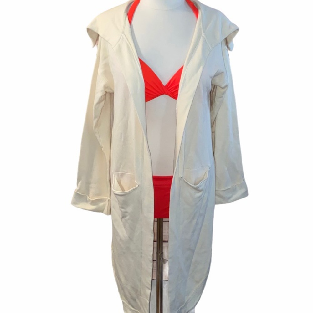 Free People Beach Cream French Terry Open Cardigan